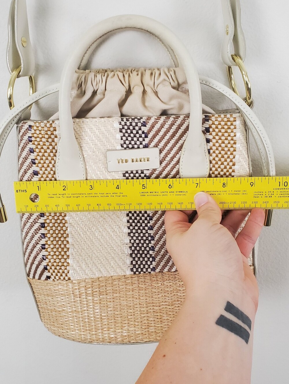Ted Baker London Mini Cylinder Bucket Bag Woven Raffia In Nude - Picture 4 of 13